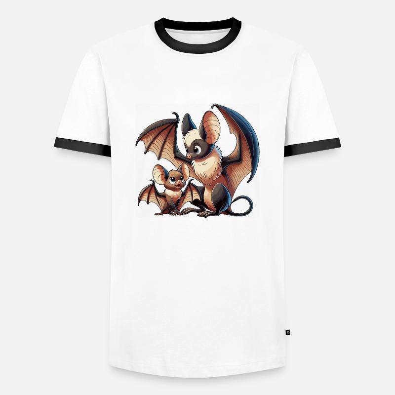 Fledermausmutter mit Kind - Männer Kontrast-T-Shirt - Weiß/Schwarz
