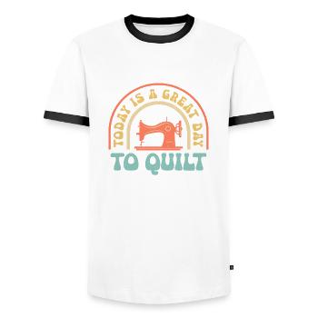 Today Is A Great Day To Quilt Quilting Sewing - Men's Ringer Shirt - white/black - Front - AI Model Female 172 light (172cm) & AI Model Male 178 dark (178cm)