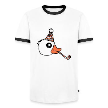 Canard Fête Serviette Chapeau Anniversaire Célébrer le Nouvel An - T-shirt contrasté Homme - blanc/noir - Devant - AI Model Female 172 light (172cm) & AI Model Male 178 dark (178cm)