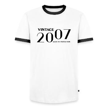 Vintage 2007 aged to perfection - Men's Ringer Shirt - white/black - Front - AI Model Female 172 light (172cm) & AI Model Male 178 dark (178cm)