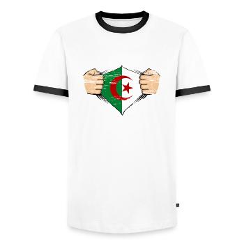 Algeria flag design used - Men's Ringer Shirt - white/black - Front - AI Model Female 172 light (172cm) & AI Model Male 178 dark (178cm)