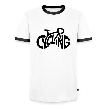 Cyclisme - Cool Bike Logo - T-shirt contrasté Homme - blanc/noir - Devant - AI Model Female 172 light (172cm) & AI Model Male 178 dark (178cm)