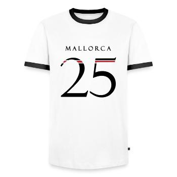 Mallorca 25 Jersey 2025 - Men's Ringer Shirt - white/black - Front - AI Model Female 172 light (172cm) & AI Model Male 178 dark (178cm)