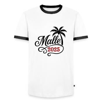 Malle 2025 Palme - Männer Kontrast-T-Shirt - Weiß/Schwarz - Vorne - AI Model Female 172 light (172cm) & AI Model Male 178 dark (178cm)