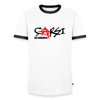 CARSI biz burdayiz - Men's Ringer Shirt - white/black - Front - AI Model Female 172 light (172cm) & AI Model Male 178 dark (178cm)