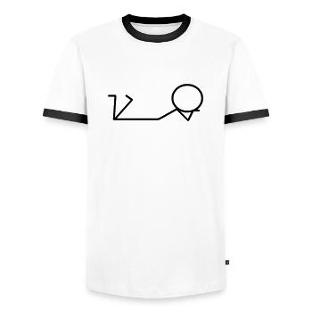Stick figure lying belly - Men's Ringer Shirt - white/black - Front - AI Model Female 172 light (172cm) & AI Model Male 178 dark (178cm)