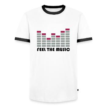 equalizer - Men's Ringer Shirt - white/black - Front - AI Model Female 172 light (172cm) & AI Model Male 178 dark (178cm)