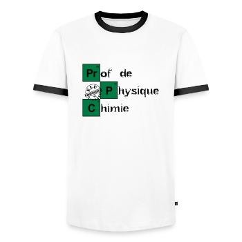 Elu prof de l'année - Physique Chimie - T-shirt contrasté Homme - blanc/noir - Devant - AI Model Female 172 light (172cm) & AI Model Male 178 dark (178cm)