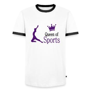 sports - Men's Ringer Shirt - white/black - Front - AI Model Female 172 light (172cm) & AI Model Male 178 dark (178cm)