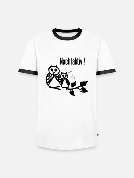 Eulen "Nachtaktiv" - Männer Kontrast-T-Shirt - Weiß/Schwarz
