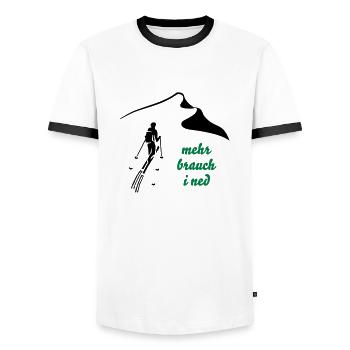 mbin Skitour - Männer Kontrast-T-Shirt - Weiß/Schwarz - Vorne - AI Model Female 172 light (172cm) & AI Model Male 178 dark (178cm)