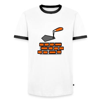b3 - Männer Kontrast-T-Shirt - Weiß/Schwarz - Vorne - AI Model Female 172 light (172cm) & AI Model Male 178 dark (178cm)