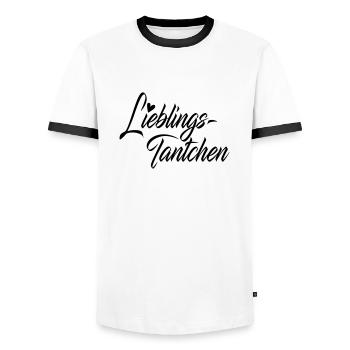 Lieblingstantchen - Männer Kontrast-T-Shirt - Weiß/Schwarz - Vorne - AI Model Female 172 light (172cm) & AI Model Male 178 dark (178cm)