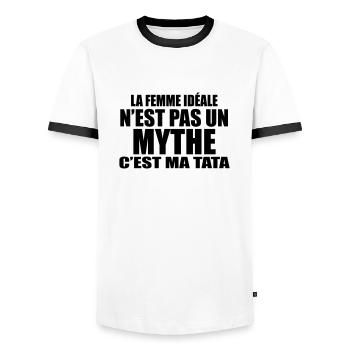 la femme idéale n'est pas un mythe c'est ma tata - T-shirt contrasté Homme - blanc/noir - Devant - AI Model Female 172 light (172cm) & AI Model Male 178 dark (178cm)
