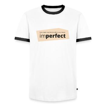 imperfect - Men's Ringer Shirt - white/black - Front - AI Model Female 172 light (172cm) & AI Model Male 178 dark (178cm)