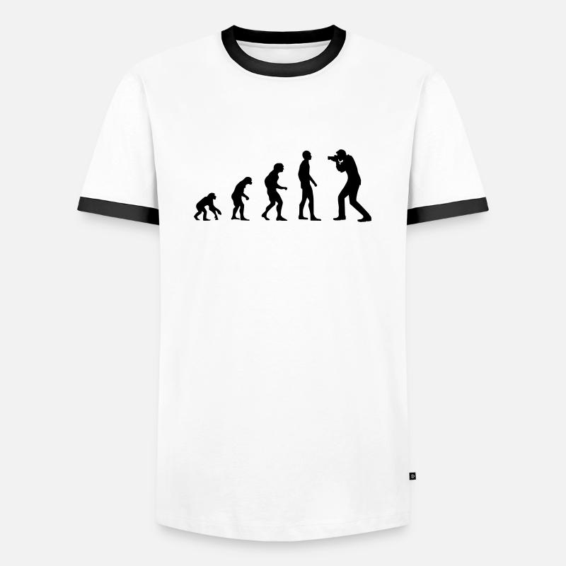 Evolution photographer - Men's Ringer Shirt - white/black