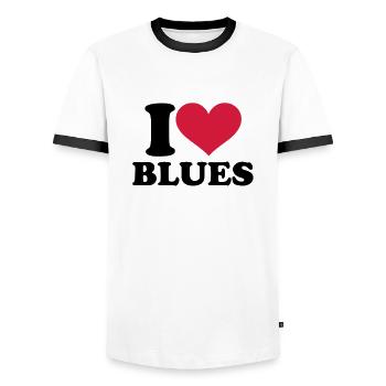 Blues - T-shirt contrasté Homme - blanc/noir - Devant - AI Model Female 172 light (172cm) & AI Model Male 178 dark (178cm)