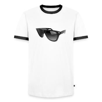 Lunettes de soleil - T-shirt contrasté Homme - blanc/noir - Devant - AI Model Female 172 light (172cm) & AI Model Male 178 dark (178cm)