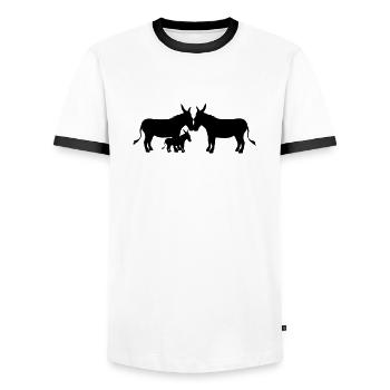 1 baby child little young family mom daddy donkey - Men's Ringer Shirt - white/black - Front - AI Model Female 172 light (172cm) & AI Model Male 178 dark (178cm)