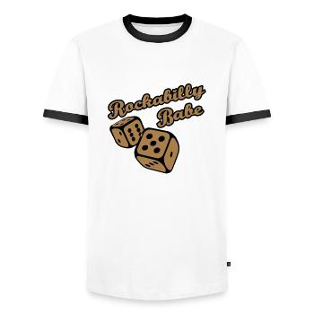 Rockabilly Babe - Men's Ringer Shirt - white/black - Front - AI Model Female 172 light (172cm) & AI Model Male 178 dark (178cm)