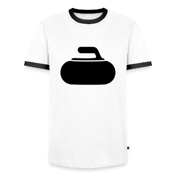 Curlingstein Curling Curler - Männer Kontrast-T-Shirt - Weiß/Schwarz - Vorne - AI Model Female 172 light (172cm) & AI Model Male 178 dark (178cm)
