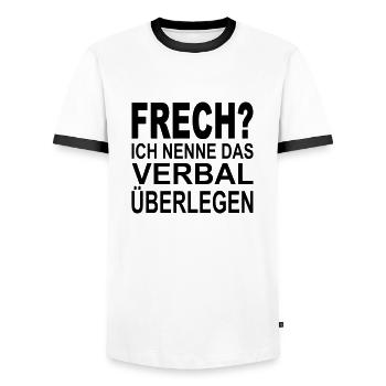 Naughty? I call the verbally superior - Men's Ringer Shirt - white/black - Front - AI Model Female 172 light (172cm) & AI Model Male 178 dark (178cm)