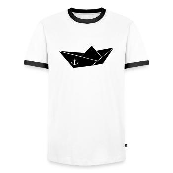 Boat - T-shirt contrasté Homme - blanc/noir - Devant - AI Model Female 172 light (172cm) & AI Model Male 178 dark (178cm)
