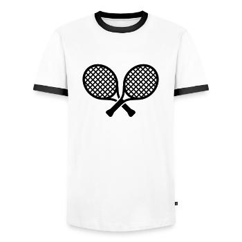 Tennis Sport - T-shirt contrasté Homme - blanc/noir - Devant - AI Model Female 172 light (172cm) & AI Model Male 178 dark (178cm)