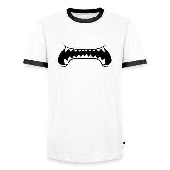clip art dents pointues grande bouche manger gefaeh - T-shirt contrasté Homme - blanc/noir - Devant - AI Model Female 172 light (172cm) & AI Model Male 178 dark (178cm)