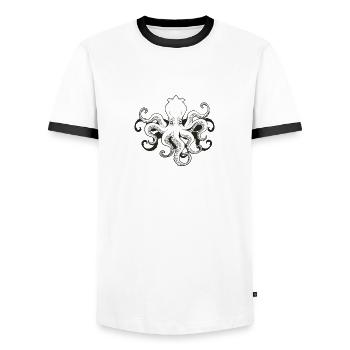 Poulpe de dessin animé - T-shirt contrasté Homme - blanc/noir - Devant - AI Model Female 172 light (172cm) & AI Model Male 178 dark (178cm)