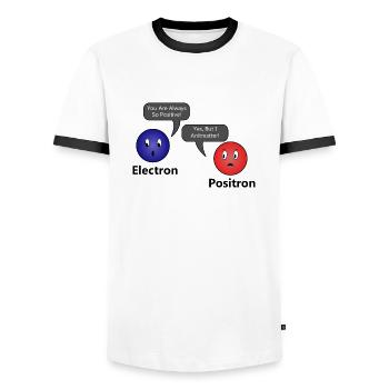 I Antimatter Electron Positron idée cadeau drôle - T-shirt contrasté Homme - blanc/noir - Devant - AI Model Female 172 light (172cm) & AI Model Male 178 dark (178cm)