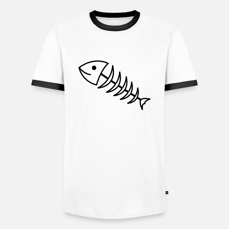 fischgraete1 - Männer Kontrast-T-Shirt - Weiß/Schwarz