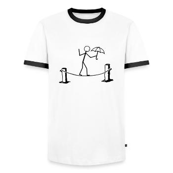 Slackline - Männer Kontrast-T-Shirt - Weiß/Schwarz - Vorne - AI Model Female 172 light (172cm) & AI Model Male 178 dark (178cm)