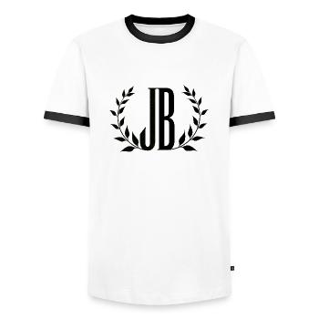jb - Men's Ringer Shirt - white/black - Front - AI Model Female 172 light (172cm) & AI Model Male 178 dark (178cm)