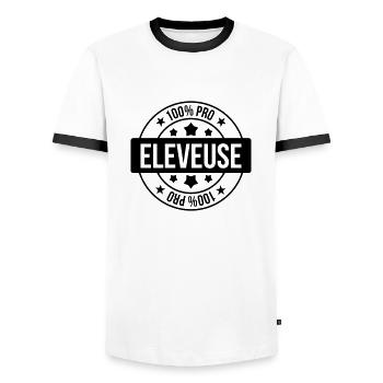 Eleveur / Eleveuse / Animal / éleveur / Chien - T-shirt contrasté Homme - blanc/noir - Devant - AI Model Female 172 light (172cm) & AI Model Male 178 dark (178cm)