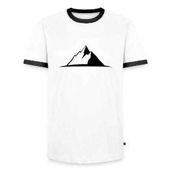 Mountain silhouette mountain range hiking nature mountaineering - Men's Ringer Shirt - white/black - Front - AI Model Female 172 light (172cm) & AI Model Male 178 dark (178cm)