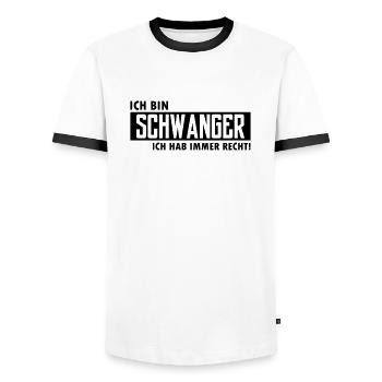 ich bin schwanger ich hab immer recht - Männer Kontrast-T-Shirt - Weiß/Schwarz - Vorne - AI Model Female 172 light (172cm) & AI Model Male 178 dark (178cm)