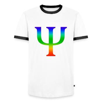 psychologie - T-shirt contrasté Homme - blanc/noir - Devant - AI Model Female 172 light (172cm) & AI Model Male 178 dark (178cm)