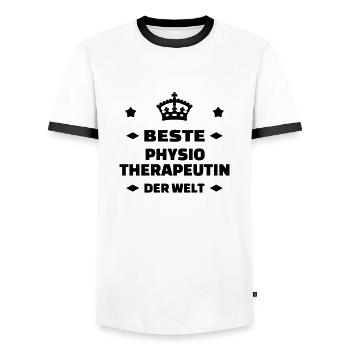 Physiotherapy Physio Krankengymnast Kiné Doctor - Men's Ringer Shirt - white/black - Front - AI Model Female 172 light (172cm) & AI Model Male 178 dark (178cm)