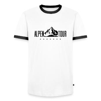 alpen tour berg - Männer Kontrast-T-Shirt - Weiß/Schwarz - Vorne - AI Model Female 172 light (172cm) & AI Model Male 178 dark (178cm)