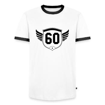 60 wappen - Männer Kontrast-T-Shirt - Weiß/Schwarz - Vorne - AI Model Female 172 light (172cm) & AI Model Male 178 dark (178cm)