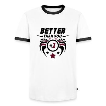 better_than_you_02 - Men's Ringer Shirt - white/black - Front - AI Model Female 172 light (172cm) & AI Model Male 178 dark (178cm)