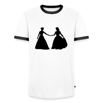 Lesbian Princess, lgbt - Men's Ringer Shirt - white/black - Front - AI Model Female 172 light (172cm) & AI Model Male 178 dark (178cm)
