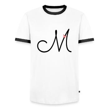 Letter M Initial letter Butterfly - Men's Ringer Shirt - white/black - Front - AI Model Female 172 light (172cm) & AI Model Male 178 dark (178cm)