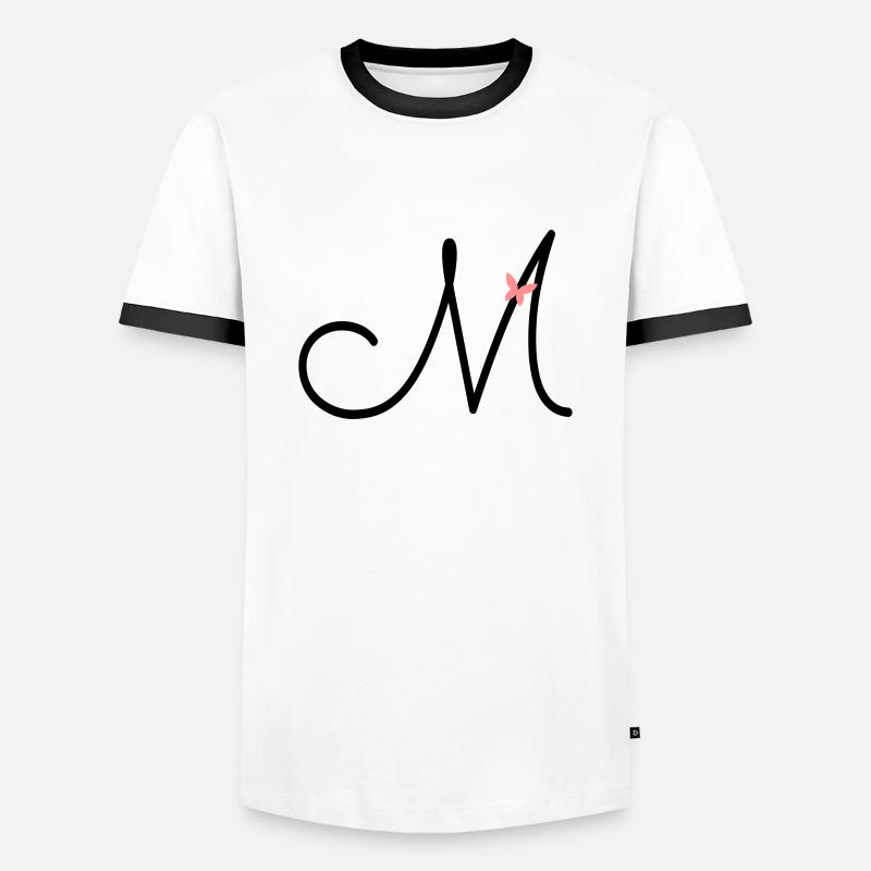 Buchstabe M Anfangsbuchstabe Schmetterling - Männer Kontrast-T-Shirt - Weiß/Schwarz
