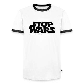 Stop wars - T-shirt contrasté Homme - blanc/noir - Devant - AI Model Female 172 light (172cm) & AI Model Male 178 dark (178cm)