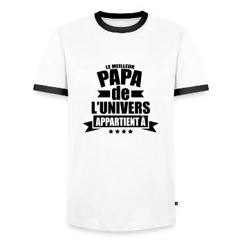le meilleur papa de l'univers appartient à - T-shirt contrasté Homme - blanc/noir - Devant - AI Model Female 172 light (172cm) & AI Model Male 178 dark (178cm)