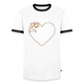 Heart with flower - Men's Ringer Shirt - white/black - Front - AI Model Female 172 light (172cm) & AI Model Male 178 dark (178cm)
