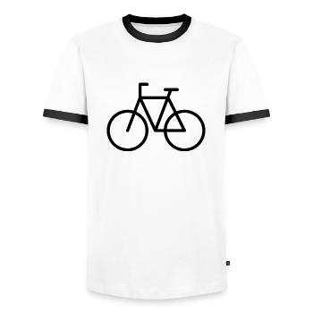 Fahrrad - Männer Kontrast-T-Shirt - Weiß/Schwarz - Vorne - AI Model Female 172 light (172cm) & AI Model Male 178 dark (178cm)