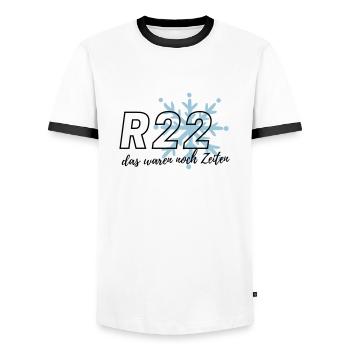 das waren noch Zeiten R22 - Männer Kontrast-T-Shirt - Weiß/Schwarz - Vorne - AI Model Female 172 light (172cm) & AI Model Male 178 dark (178cm)